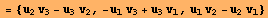 = {u_2 v_3 - u_3 v_2, -u_1 v_3 + u_3 v_1, u_1 v_2 - u_2 v_1}