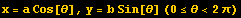 x = a Cos[&theta;], y = b Sin[&theta;] (0&le;&theta;<2&pi;)