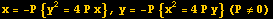 x = -P {y^2 = 4P x}, y = -P {x^2 = 4P y} (P&ne;0)
