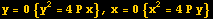 y = 0 {y^2 = 4P x}, x = 0 {x^2 = 4P y}