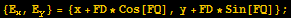 {E_x, E_y} = {x + FD * Cos[FQ], y + FD * Sin[FQ]} ;
