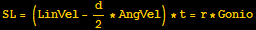 SL = (LinVel - d/2 * AngVel) * t = r * Gonio