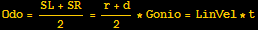Odo = (SL + SR)/2 = (r + d)/2 * Gonio = LinVel * t