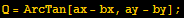 Q = ArcTan[ax - bx, ay - by] ;