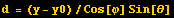 d = (y - y0)/Cos[φ] Sin[θ]