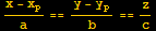 (x - x_p)/a == (y - y_p)/b == z/c