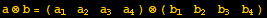 a⊗b = ({{a_1, a_2, a_3, a_4}}) ⊗ ({{b_1, b_2, b_3, b_4}})