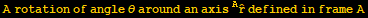 A rotation of angle θ around an axis ^AOverscript[r,^] defined in frame A