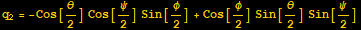 q_2 = -Cos[θ/2] Cos[ψ/2] Sin[φ/2] + Cos[φ/2] Sin[θ/2] Sin[ψ/2]