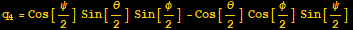 q_4 = Cos[ψ/2] Sin[θ/2] Sin[φ/2] - Cos[θ/2] Cos[φ/2] Sin[ψ/2]
