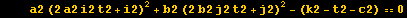 &nbsp;&nbsp;&nbsp;&nbsp;a2 (2a2 i2 t2 + i2)^2 + b2 (2b2 j2 t2 + j2)^2 - (k2 - t2 - c2) == 0