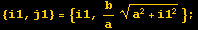 {i1, j1} = {i1, b/a (a^2 + i1^2)^(1/2)} ;