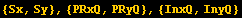 {Sx, Sy}, {PRxQ, PRyQ}, {InxQ, InyQ}