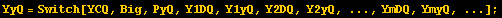 YyQ = Switch[YCQ, Big, PyQ, Y1DQ, Y1yQ, Y2DQ, Y2yQ, ..., YmDQ, YmyQ, ...] ;