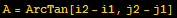 A = ArcTan[i2 - i1, j2 - j1]