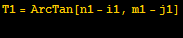T1 = ArcTan[n1 - i1, m1 - j1] 