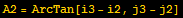 A2 = ArcTan[i3 - i2, j3 - j2]
