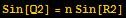Sin[Q2] = n Sin[R2]