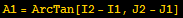 A1 = ArcTan[I2 - I1, J2 - J1]