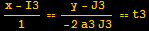 (x - I3)/1 == (y - J3)/(-2 a3 J3) == t3