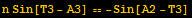 n Sin[T3 - A3] == -Sin[A2 - T3]