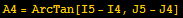 A4 = ArcTan[I5 - I4, J5 - J4]