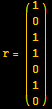 r = ({{1}, {0}, {1}, {1}, {0}, {1}, {0}})