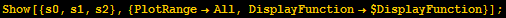 Show[{s0, s1, s2}, {PlotRange→All, DisplayFunction→$DisplayFunction}] ;