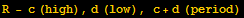 R - c (high), d (low), c + d (period)