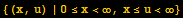 {(x, u) | 0≤x<∞, x≤u<∞}