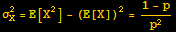 σ_X^2 = E[X^2] - (E[X])^2 = (1 - p)/p^2
