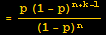 = (p (1 - p)^(n + k - 1))/(1 - p)^n