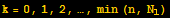 k = 0, 1, 2, …, min (n, N_1)