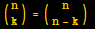 ({{n}, {k}}) = ({{n}, {n - k}}) 