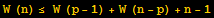 W (n) ≤ W (p - 1) + W (n - p) + n - 1