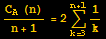 (C_A (n))/(n + 1) = 2Underoverscript[∑, k = 3, arg3] 1/k
